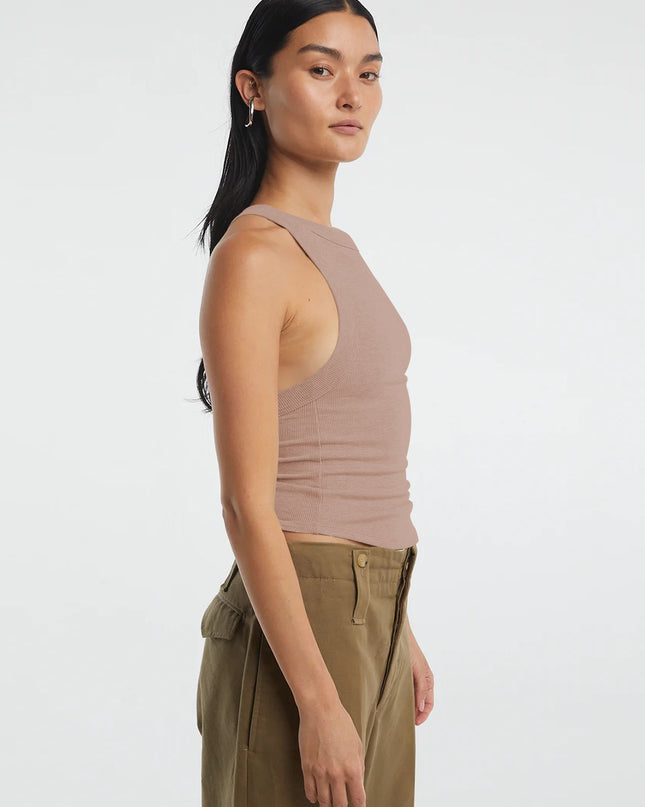 Halter Neck Ribbed Cropped Top