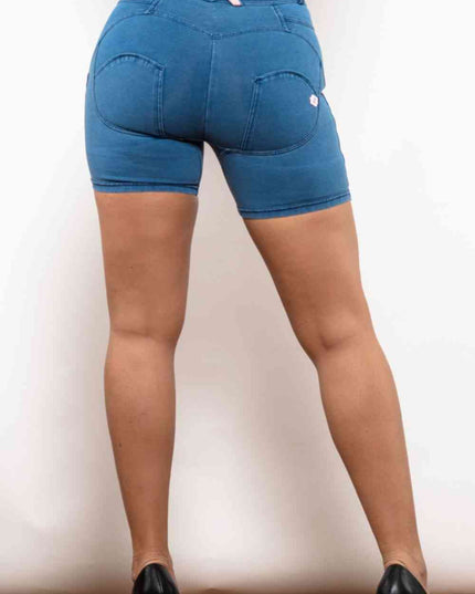 Full Size Side Stripe Buttoned Denim Shorts