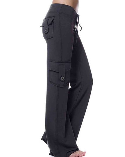 Mid Waist Pants with Pockets