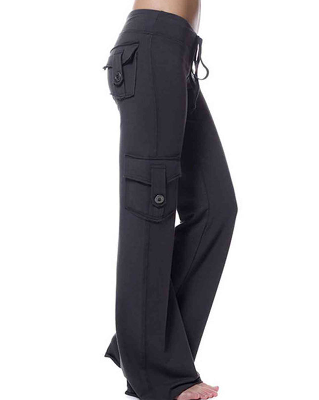 Mid Waist Pants with Pockets