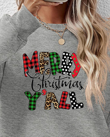 Letter Graphic Round Neck Long Sleeve Sweatshirt