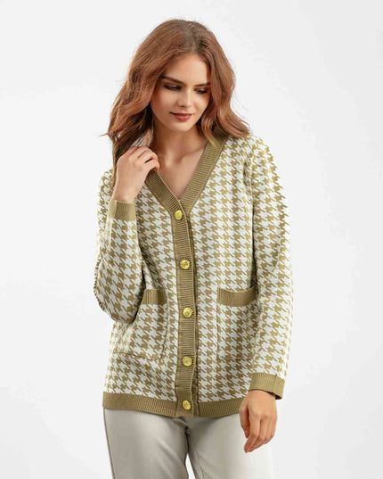 Houndstooth Button Down Cardigan