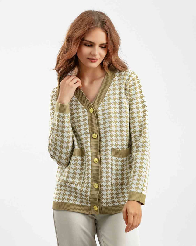 Houndstooth Button Down Cardigan