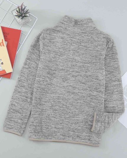 Kids Quarter-Zip Collar Sweatshirt with Kangaroo Pocket
