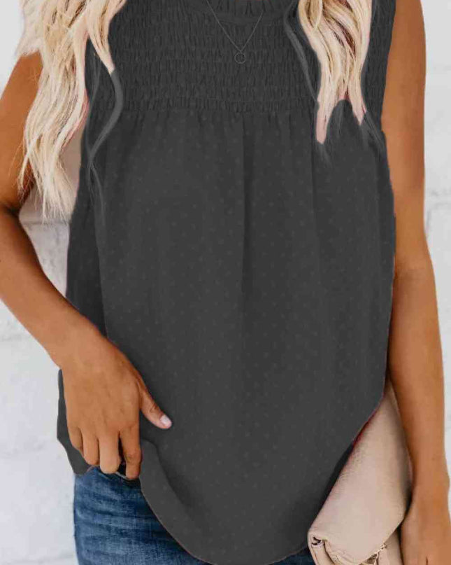 Smocked Tie Back Frill Trim Tank