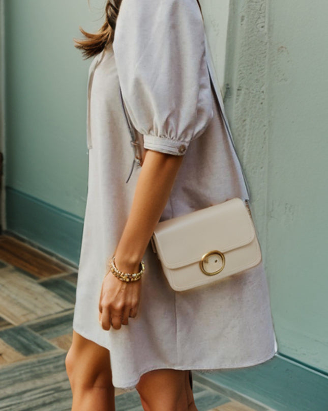 Lace-Up Lantern Sleeve Mini Dress