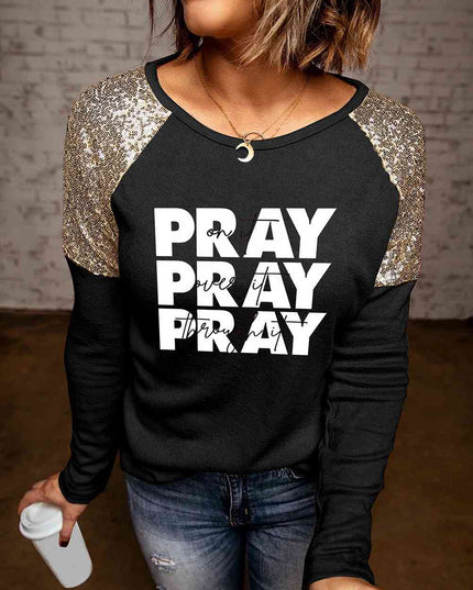PRAY Graphic Sequin T-Shirt