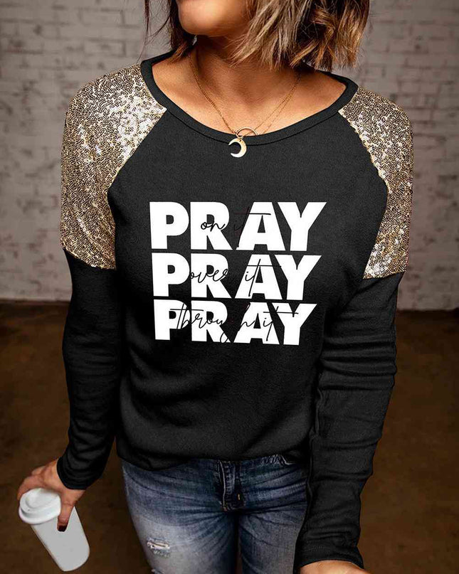 PRAY Graphic Sequin T-Shirt
