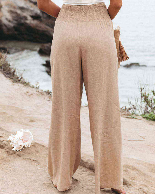 Full Size Smocked Waist Wide Leg Pants