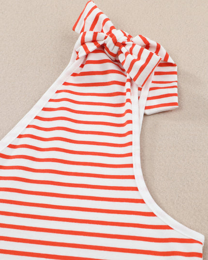 Star and Stripe V-Neck Bow Detail Tank