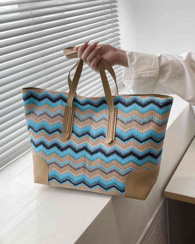 Chevron Straw Tote Bag