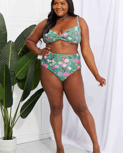 Marina West Swim Take A Dip Twist High-Rise Bikini in Sage