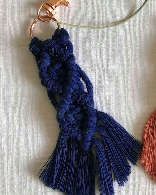 Assorted 4-Pack Macrame Fringe Keychain