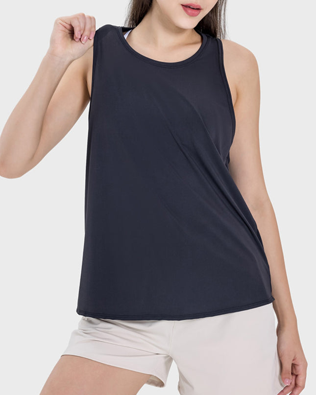 Round Neck Wide Strap Active Tank