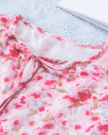 Floral Tassel Tie Tiered Dress