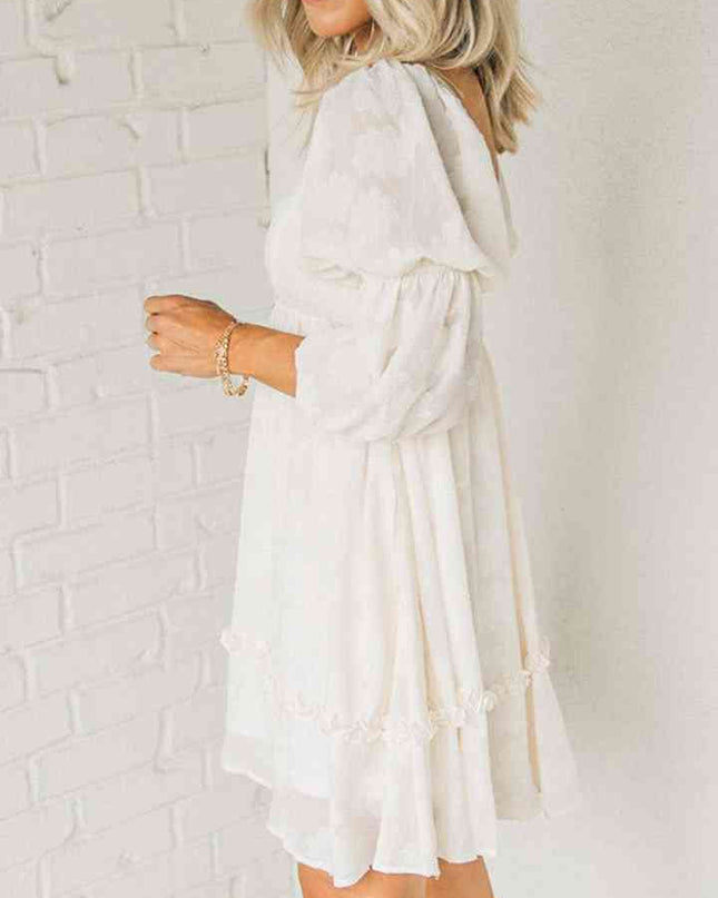 Square Neck Long Sleeve Mini Dress