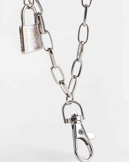 Double Layered Iron Chain Belt with Lock Charm