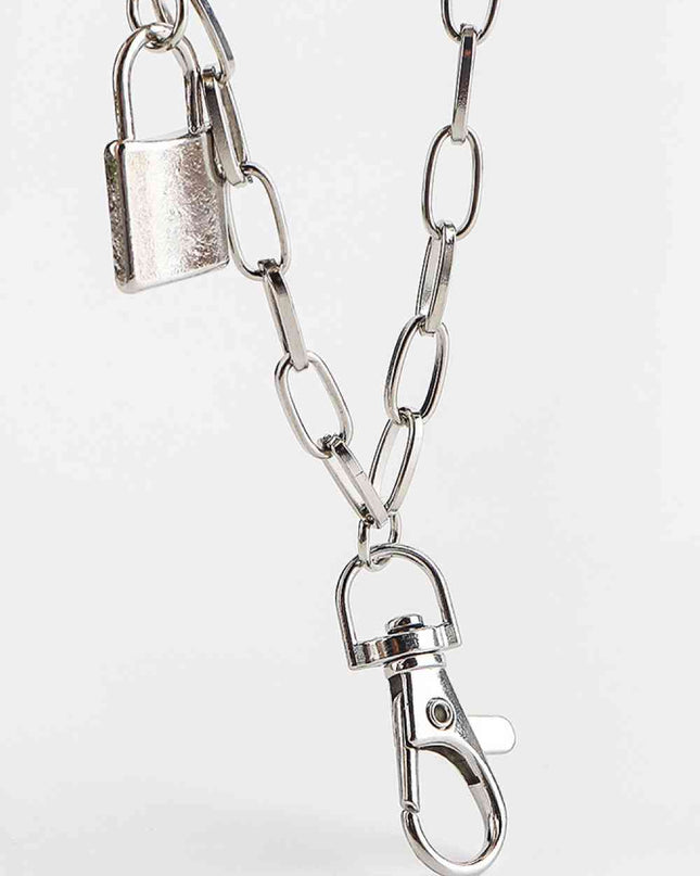 Double Layered Iron Chain Belt with Lock Charm