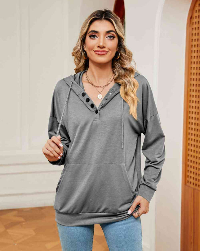 Quarter-Snap Drawstring Hoodie