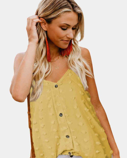 Swiss Dot V-Neck Buttoned Cami
