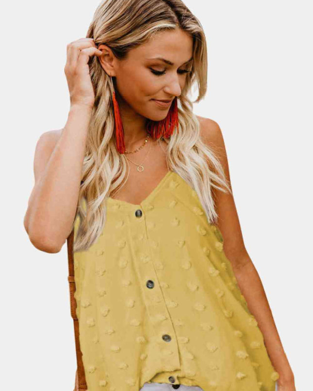 Swiss Dot V-Neck Buttoned Cami