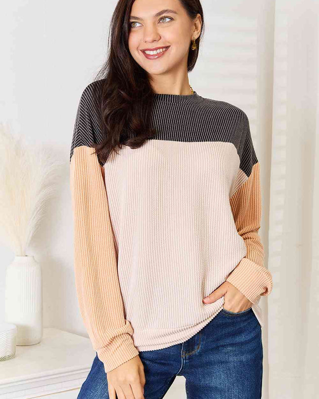 Double Take Color Block Dropped Shoulder T-Shirt
