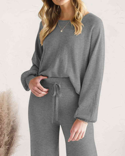 Long Sleeve Lounge Top and Drawstring Pants Set