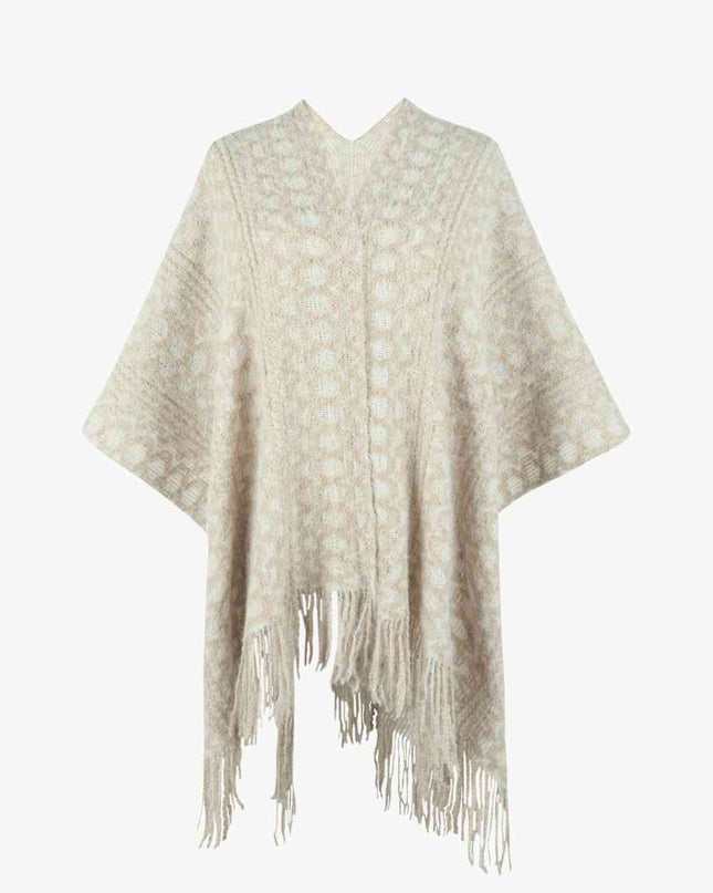 Open Front Fringe Hem Poncho