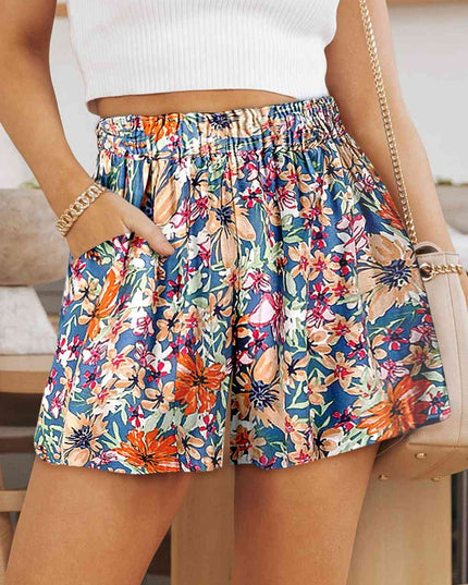Floral High Waist Shorts with Pockets