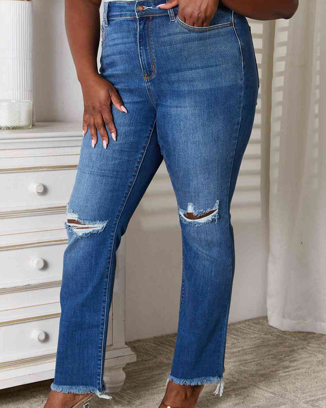 Judy Blue Full Size Distressed Raw Hem Jeans