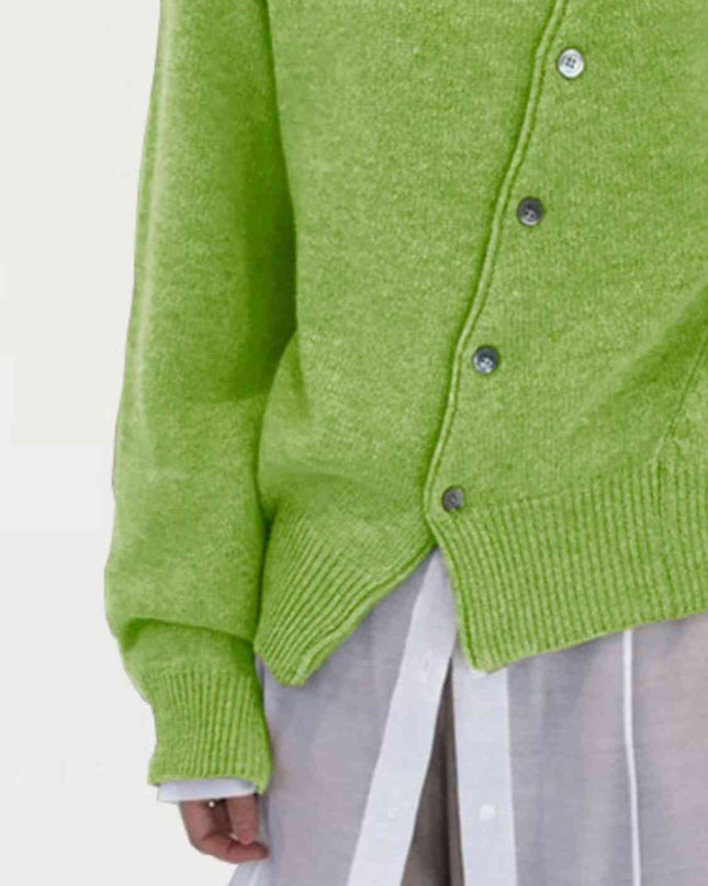 Dropped Shoulder Buttoned Cardigan