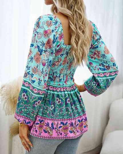 Square Neck Printed Blouse
