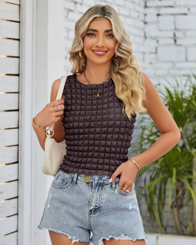 Textured Round Neck Tank