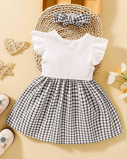 Plaid Bow Detail Round Neck Dress