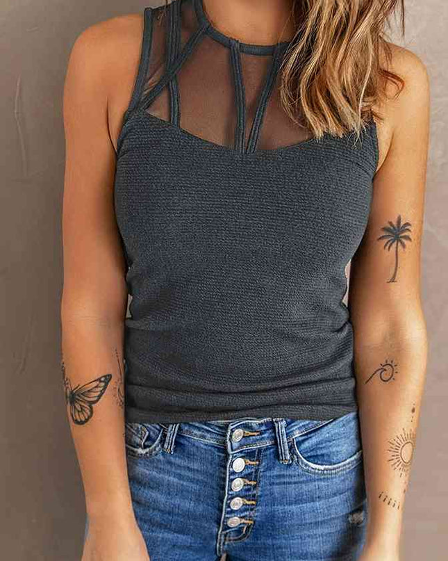 Mesh Yoke Sleeveless Top