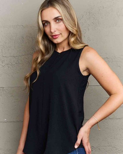 Ninexis First Glance Sleeveless Neckline Slit Top