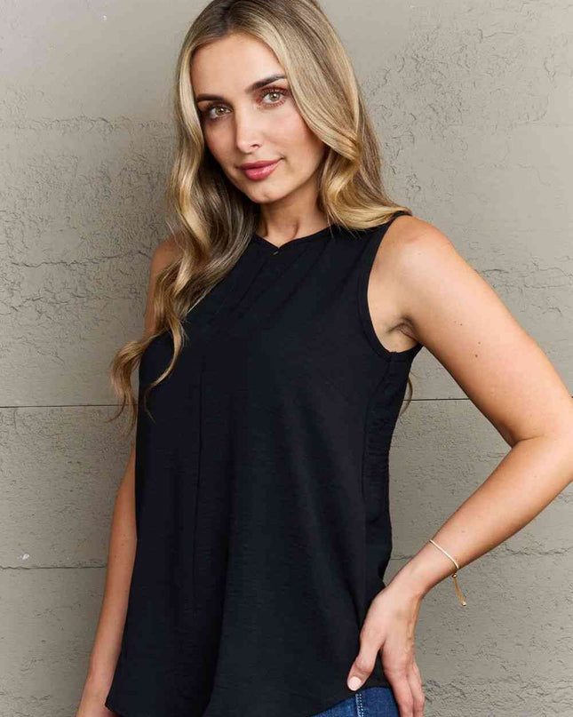 Ninexis First Glance Sleeveless Neckline Slit Top