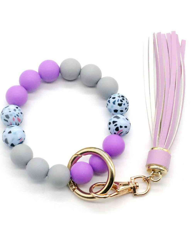 Assorted 2-Pack Multicolored Beaded Tassel Keychain