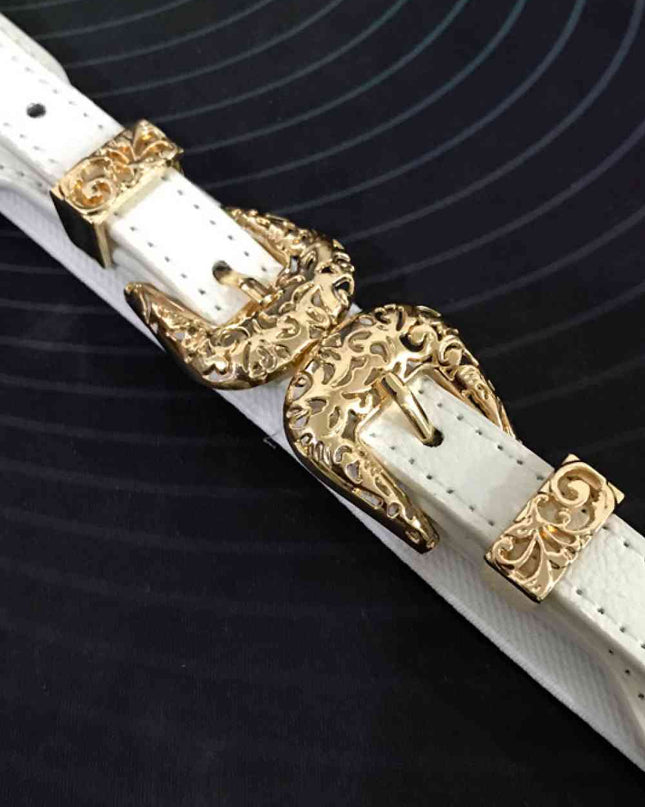 Double Buckle PU Leather Belt