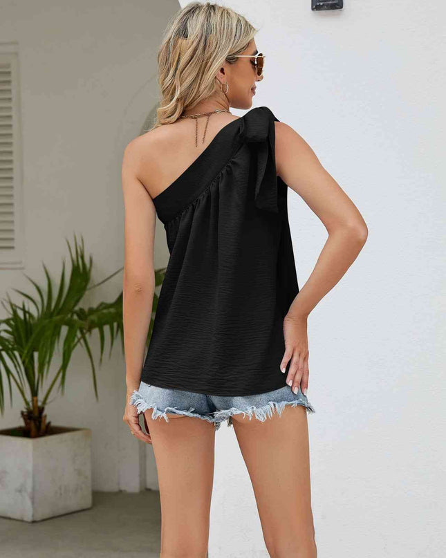 Tied One-Shoulder Sleeveless Top