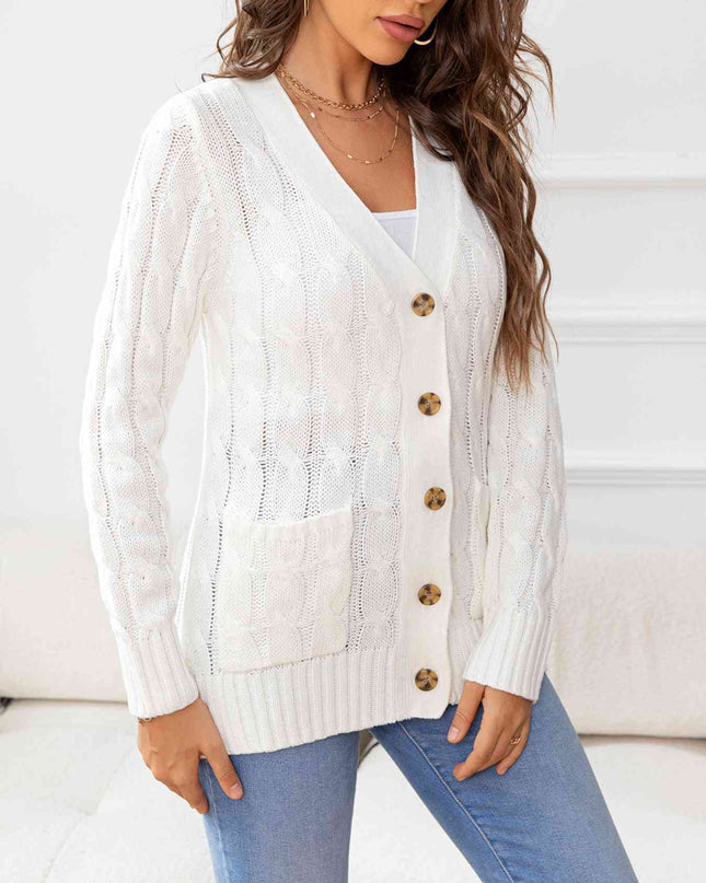 Button Down Cable-Knit Cardigan