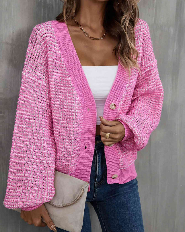 V-Neck Dropped Shoulder Cardigan