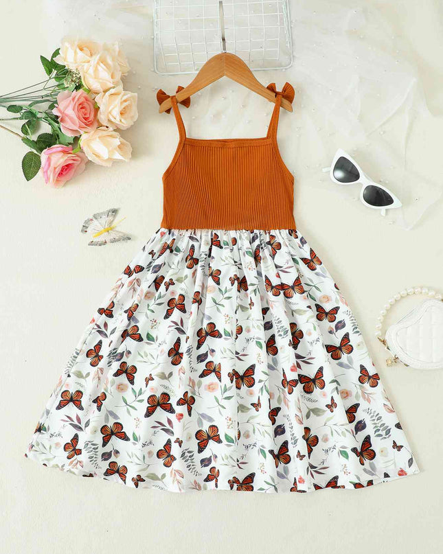 Butterfly Print Bow Detail Dress