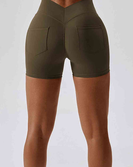 Wide Waistband Back Pocket Sports Shorts