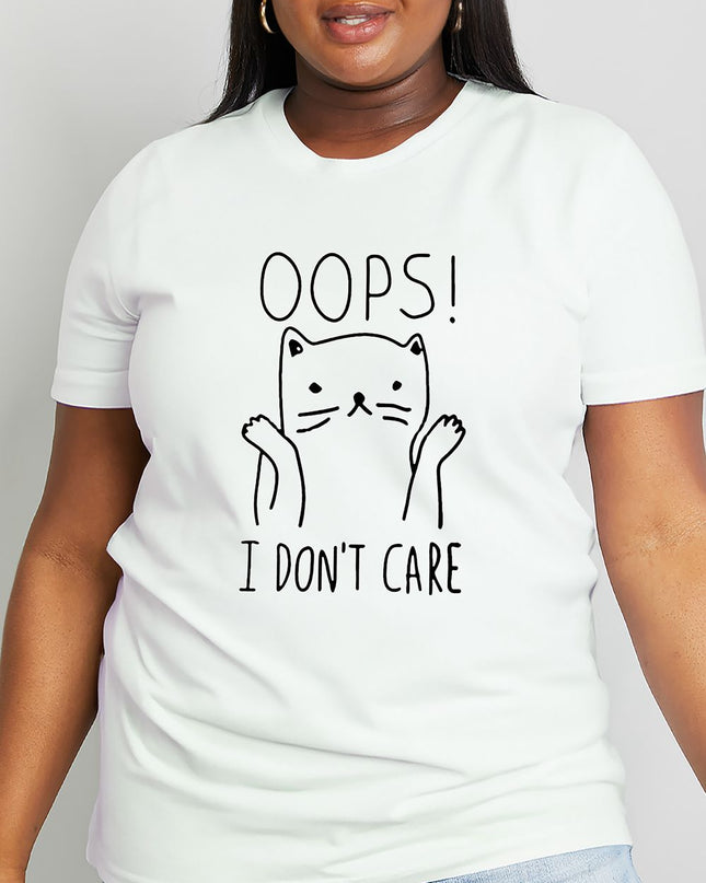 Simply Love Full Size OOPS I DON’T CARE Graphic Cotton Tee