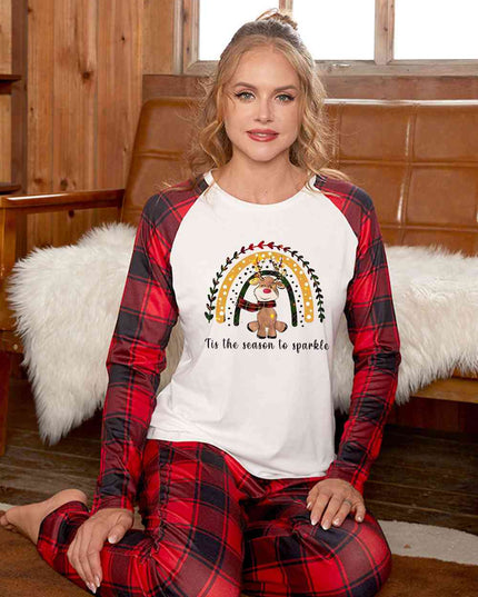 Graphic Top and Plaid Pants Set