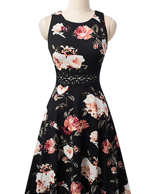 Printed Smocked Waist Sleeveless Dress