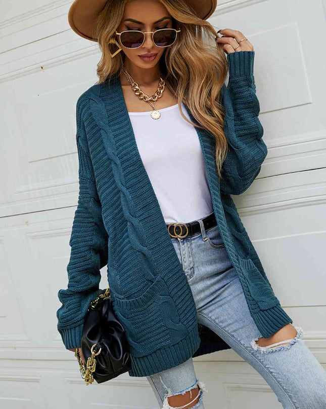 Open Front Dropped Shoulder Longline Cardigan