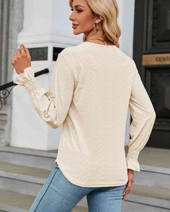 V-Neck Flounce Sleeve Blouse