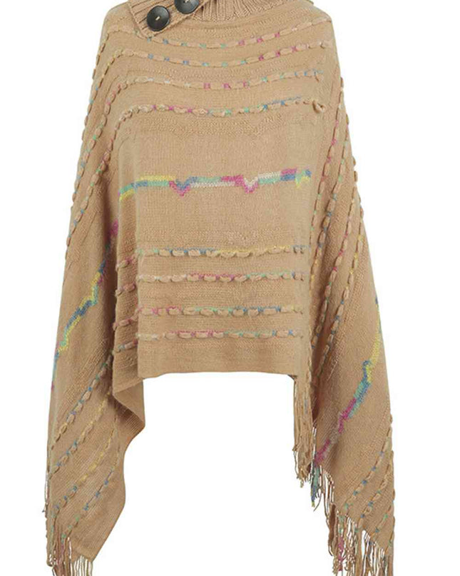 Cloak Sleeve Fringe Detail Poncho